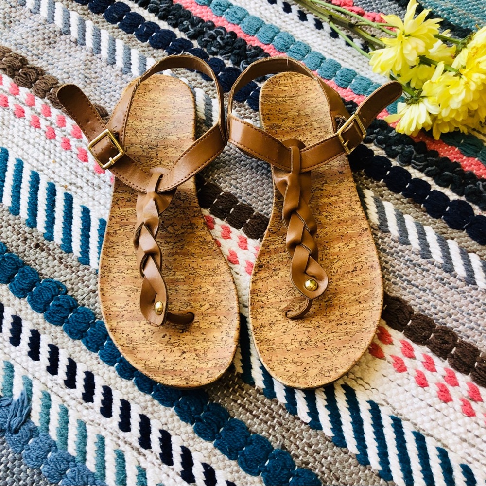 Light Brown/Tan Braided Strap Sandals